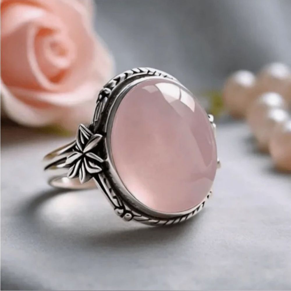 Silver and Pink Gemstone Ring A1309